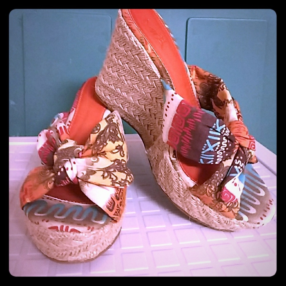 MIA RITA Womens Espadrilles Wedge Platform Heels Aztec Mexican Print OpenToe